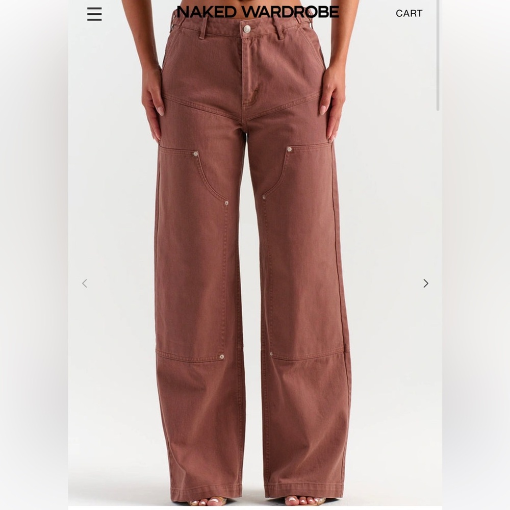 NWT! Naked wardrobe patch wide leg jeans in chocolate